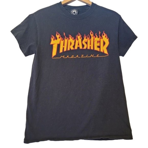 Thrasher Other - Thrasher Magazine Black T-Shirt Flame Logo San Francisco Skateboard Tee Size S